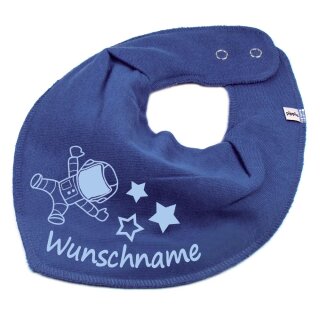 HALSTUCH ASTRONAUT mit Namen oder Text personalisiert taubenblau f&uuml;r Baby oder Kind