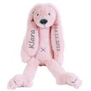 Stofftier Hase mit Namen und Geburtsdatum personalisiert Geschenk rosa