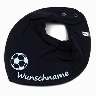 HALSTUCH Fu&szlig;ball mit Namen oder Text personalisiert dunkelblau f&uuml;r Baby oder Kind