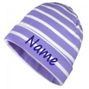 M&uuml;tze gestreift mit Namen oder Text personalisiert f&uuml;r Baby oder Kind aus 100% Baumwolle mit UV-Schutz