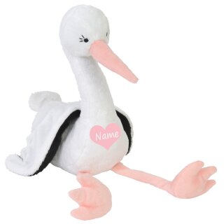 Personalisiertes Stofftier Storch * Kuscheltier mit Name * Pl&uuml;schtier zur Geburt  * Babygeschenk