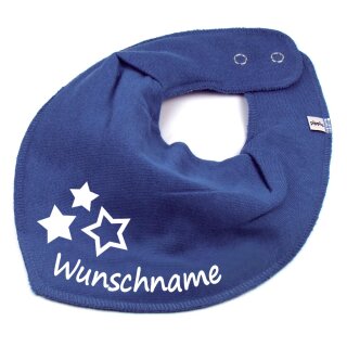 HALSTUCH drei Sterne mit Namen oder Text personalisiert taubenblau f&uuml;r Baby oder Kind