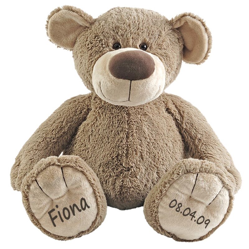 Stofftier Teddy Bär Geschenk mit Namen und Geburtsdatum personalisier