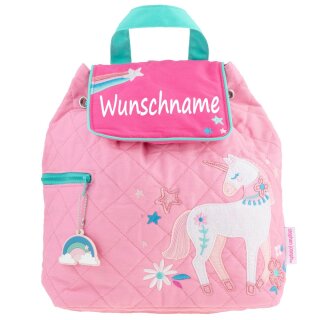 Rucksack Kindergartentasche mit Namen bedruckt Motiv Einhorn pink