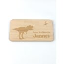 Fr&uuml;hst&uuml;cksbrettchen aus Holz mit Namen personalisiert Motiv Dinosaurier