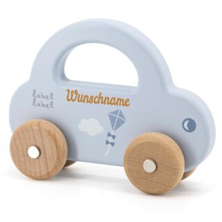 Spielzeug Auto personalisiert aus Holz * Babyspielzeug mit Name graviert * als Geburtsgeschenk * hellblau