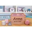 Babygeschenk Geburt * Steckspiel aus Holz * personalisiertes Geschenk Geburt * rosa