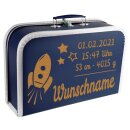 Baby Erinnerungsbox Koffer mit Namen und Geburtsdatum graviert Modell Rakete div. Ausf&uuml;hrungen
