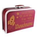Baby Erinnerungsbox Koffer mit Namen und Geburtsdatum graviert Modell Rakete div. Ausf&uuml;hrungen