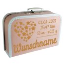 Baby Erinnerungsbox Koffer mit Namen und Geburtsdatum graviert Modell Herz Sterne div. Ausf&uuml;hrungen