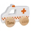 Krankenwagen Spielzeug Auto aus Holz mit Namen und...