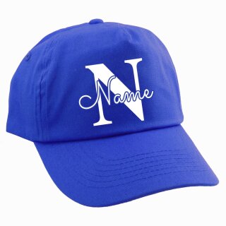 Personalisierte Cap f&uuml;r Kinder Baseball Kappe mit Name oder Wunschwort bedruckt f&uuml;r Jungen und M&auml;dchen Buchstabe Royalblau