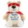 Stofftier Kuscheltier personalisiert Heldenb&auml;r Teddyb&auml;r bestickt Motiv Name und Datum Blau