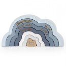 Regenbogen Wolken Puzzle aus Holz mit Namen und Geburtsdaten graviert Hellblau