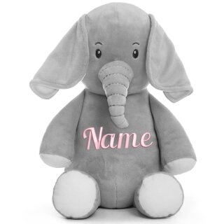 Stofftier Kuscheltier personalisiert Elefant bestickt Motiv Name Rosa