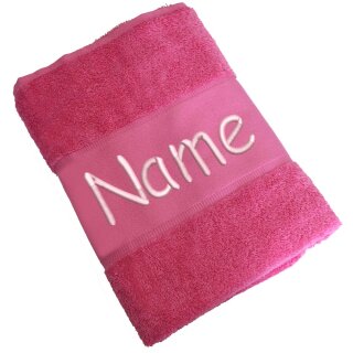 Handtuch Badetuch Badehandtuch aus 100% Baumwolle mit Namen personalisiert bestickt Pink 50x100cm