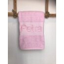 Handtuch Badetuch Badehandtuch aus 100% Baumwolle mit Namen personalisiert bestickt Rosa 50x100cm