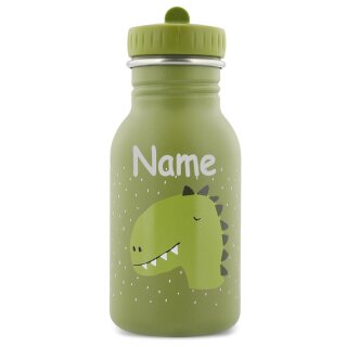 Kinder Edelstahl Trinkflasche ultraleicht mit Namen graviert Dino 350ml