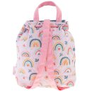 Rucksack Kindergartentasche mit Namen bedruckt Motiv Regenbogen rosa