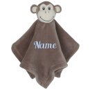 Schnuffeltuch Kuscheltuch personalisiert mit Namen bestickt Affe braun
