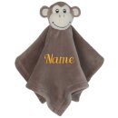 Schnuffeltuch Kuscheltuch personalisiert mit Namen bestickt Affe braun