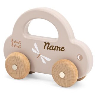Spielzeug Auto personalisiert aus Holz * Babyspielzeug mit Name graviert * als Geburtsgeschenk * beige
