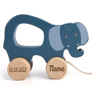 Ziehtier mit Name * Nachziehtier personalisiert * Schiebe Spielzeug zur Geburt * Elefant