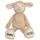 Schaf Stofftier mit Name und Geburtsdatum personalisiert Kuscheltier Lamm
