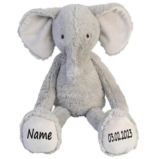 Elefant Stofftier mit Name und Geburtsdatum personalisiert Kuscheltier Geburtsgeschenk
