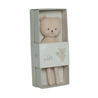 Stofftier aus Musselin mit Name personalisiert in Geschenkverpackung Teddy