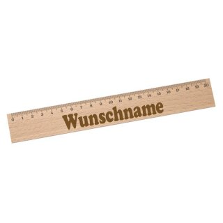 Lineal mit Name graviert aus Holz f&uuml;r Schulkind 20cm Name
