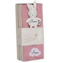 Geschenkset Schnullerhalter und Baby Decke mit Name personalisiert in Geschenkverpackung