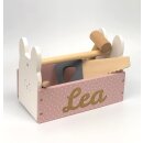 Werkzeugkoffer personalisiert aus Holz * Werkzeugkasten f&uuml;r Kinder mit Gravur * Hase