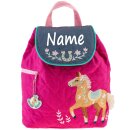 Rucksack Kindergartentasche mit Namen bedruckt Pferd pink