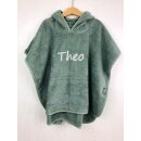 Baby Badeponcho mit Name bestickt Poncho aus Frottee Baumwolle Salbei