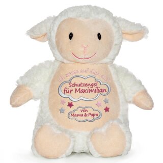 Stofftier mit Name bestickt Kuscheltier Schaf personalisiert Schutzengel