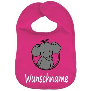 L&auml;tzchen mit Name oder Text personalisiert f&uuml;r Baby oder Kleinkind Tiermotiv Elefant Pink