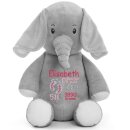 Stofftier mit Name bestickt personalisiertes Kuscheltier Elefant grau Stickmotiv F&uuml;&szlig;chen