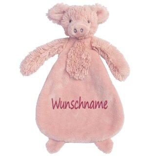 Schnuffeltuch mit Name bestickt Kuscheltuch personalisiert Geschenk zur Geburt Schwein