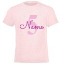 GEBURTSTAGSSHIRT f&uuml;r Baby und Kind mit Namen personalisiert T-Shirt aus Baumwolle Rosa meliert