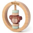 Rassel aus Holz personalisierbar mit Name graviert Greifring f&uuml;r Baby Geschenk zur Geburt Affe