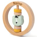 Rassel aus Holz personalisierbar mit Name graviert Greifring f&uuml;r Baby Geschenk zur Geburt Polarb&auml;r