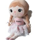 Personalisierte Stoffpuppe Ballerina mit Name bedruckt Kuschelpuppe mit gesticktem Gesicht 30cm