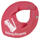 HALSTUCH mit Namen oder Text personalisiert f&uuml;r Baby oder Kind aus Baumwolle Feuerwehr Altpink