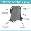 Personalisierter Turnbeutel aus recyceltem Material Sportbeutel mit Name bestickt Glitzer Motiv Schwarz